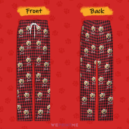 Custom Pet Face and Name Santa Pajama Pants-Style3 FB-WEPRINTME