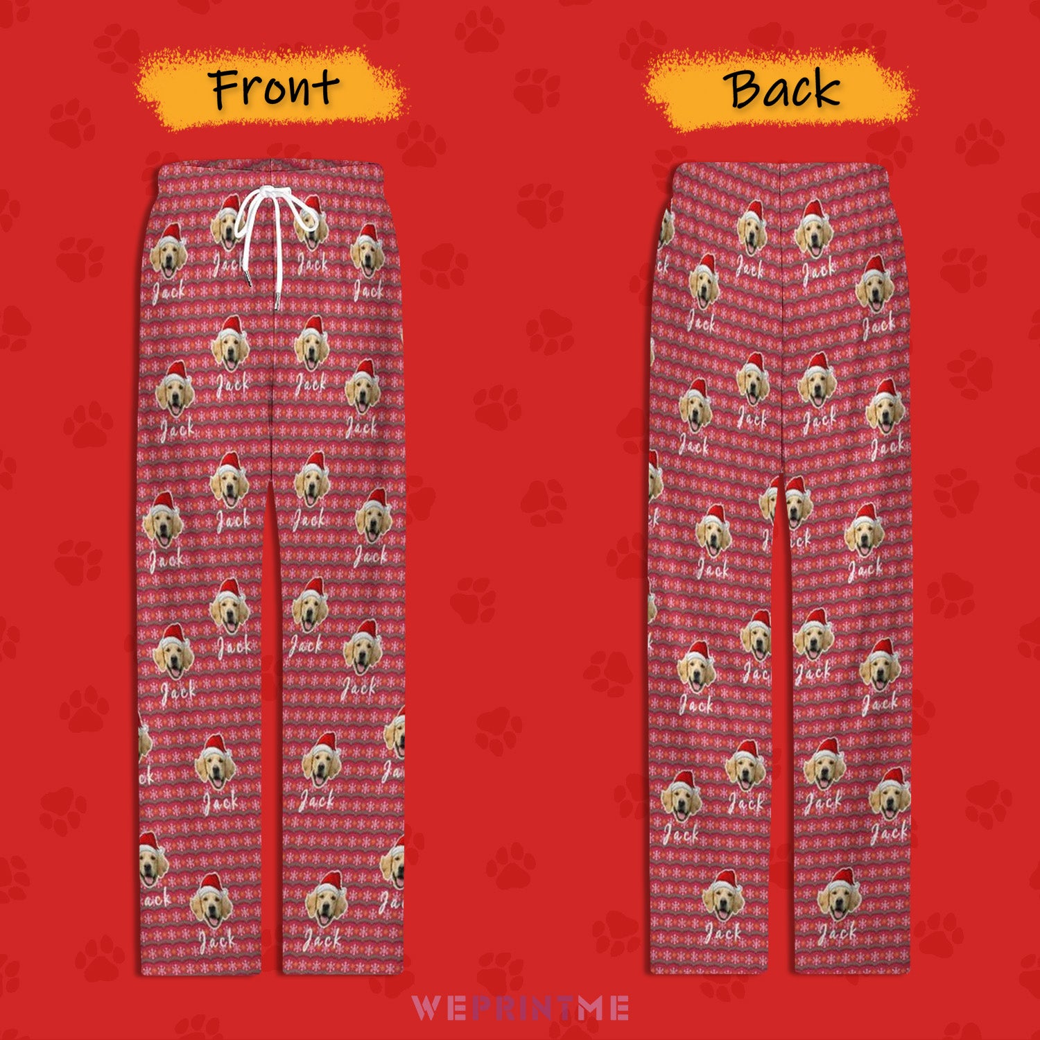 Custom Pet Face and Name Santa Pajama Pants-Style2 FB-WEPRINTME