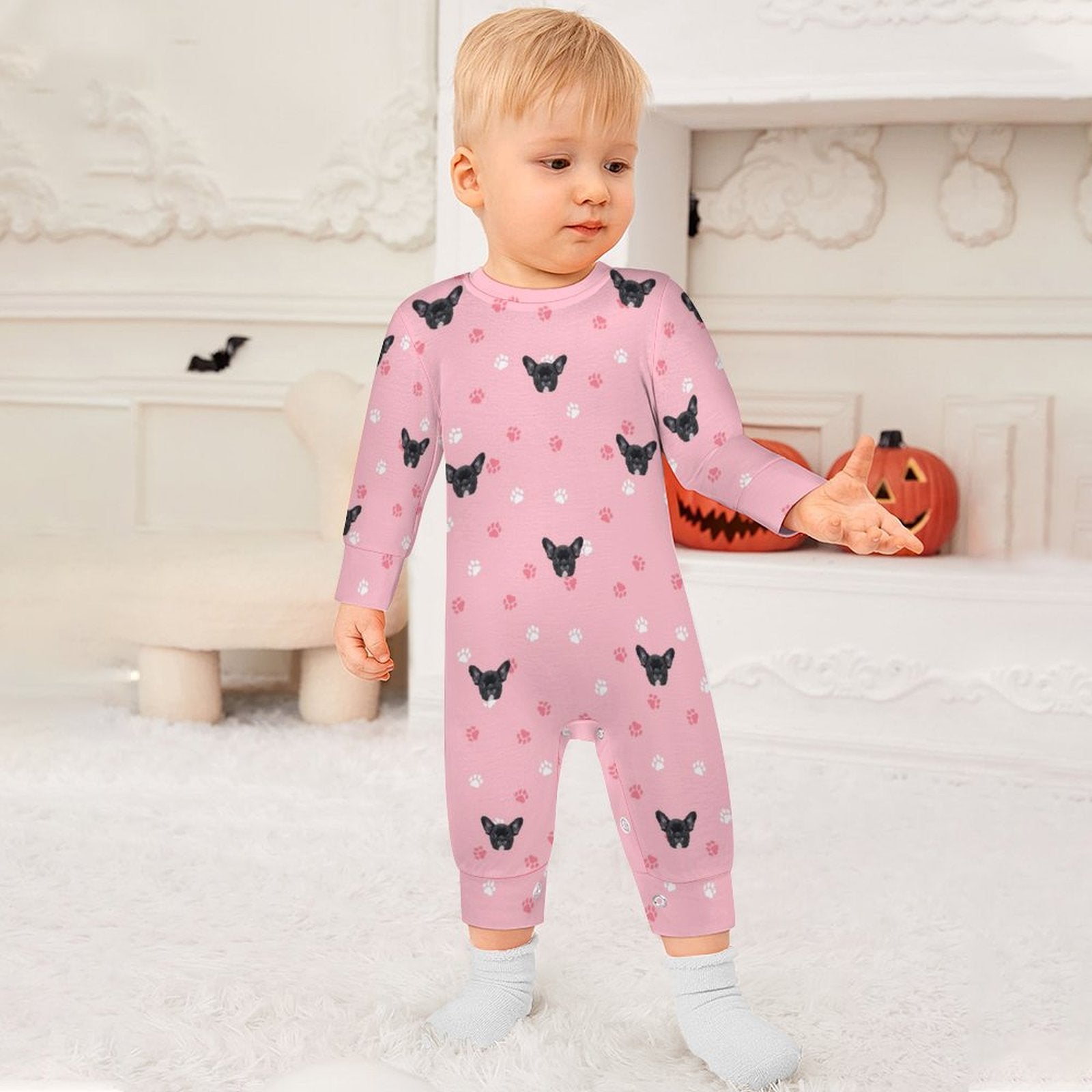 Custom Pet Face Pets Paws Baby Romper-WEPRINTME-2