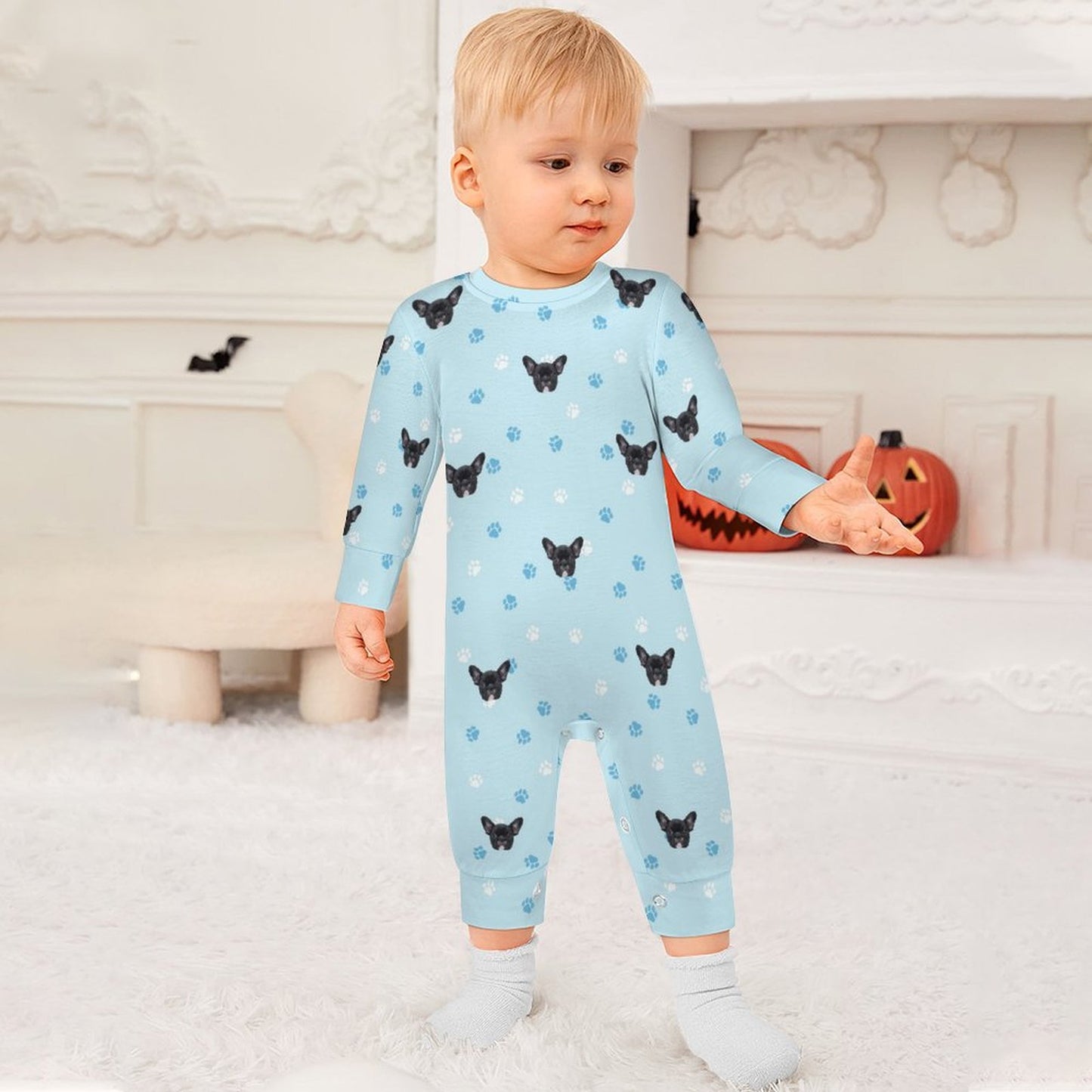 Custom Pet Face Pets Paws Baby Romper-WEPRINTME-7