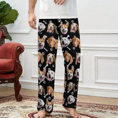 Custom Pet Face Pants Dogs or Cats Face Unisex Pajama Pants-Dog Model2-WEPRINTME