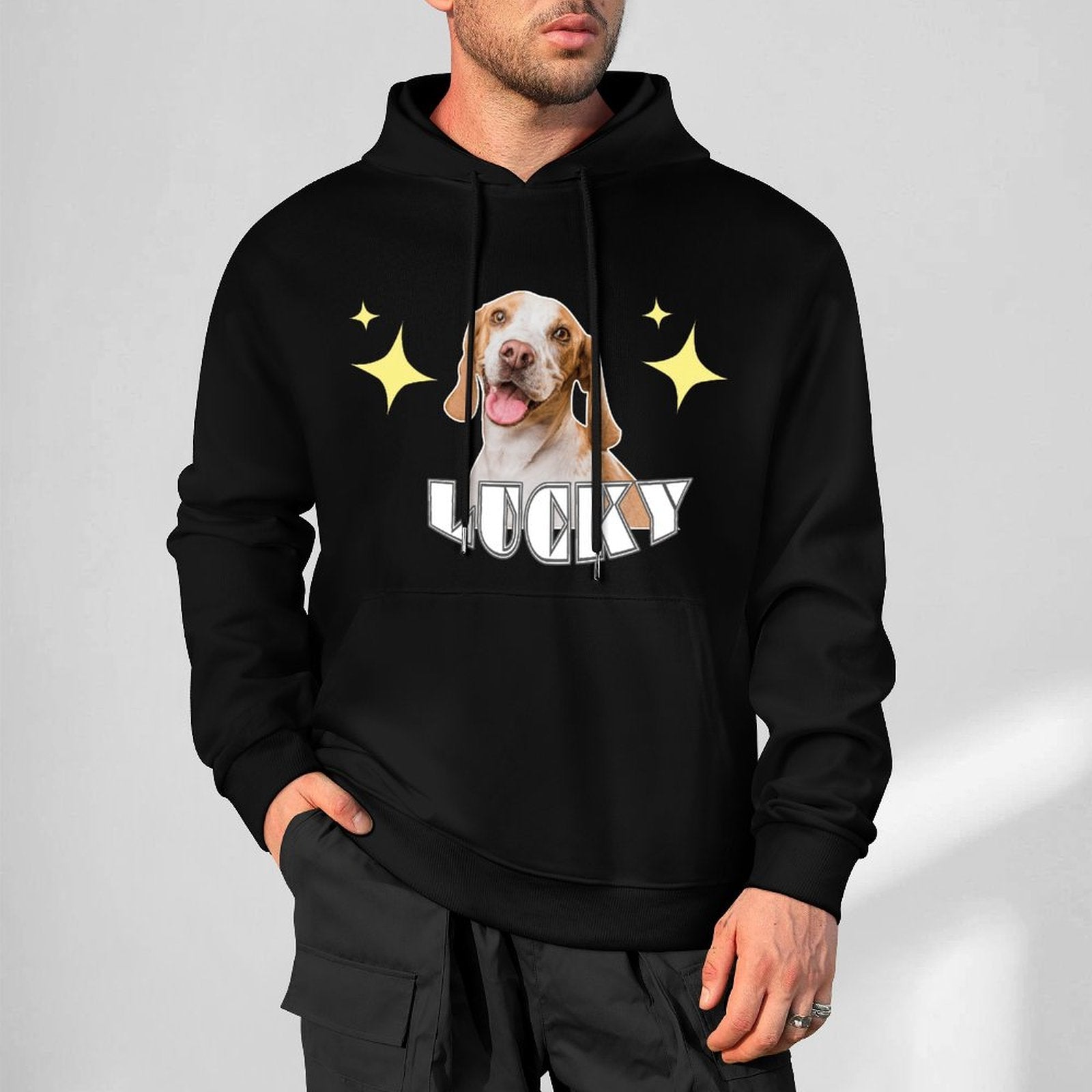 WEPRINTMEHoodieCustom Pet and Name Stars Unisex Cotton Hoodie