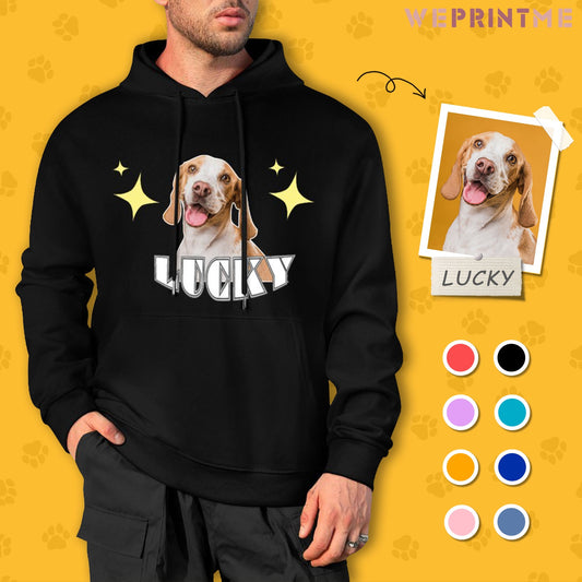 WEPRINTMEHoodieCustom Pet and Name Stars Unisex Cotton Hoodie