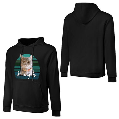WEPRINTMEHoodieCustom Pet Face and Name Blue Gradient Unisex Cotton Hoodie