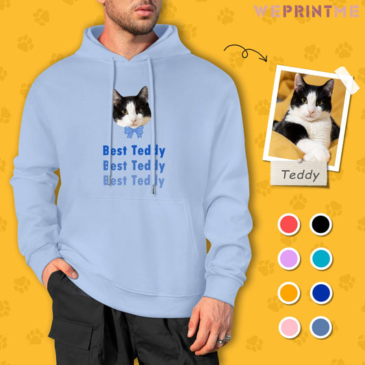 WEPRINTMEHoodieCustom Pet Face and Name Bow Tie Unisex Cotton Hoodie