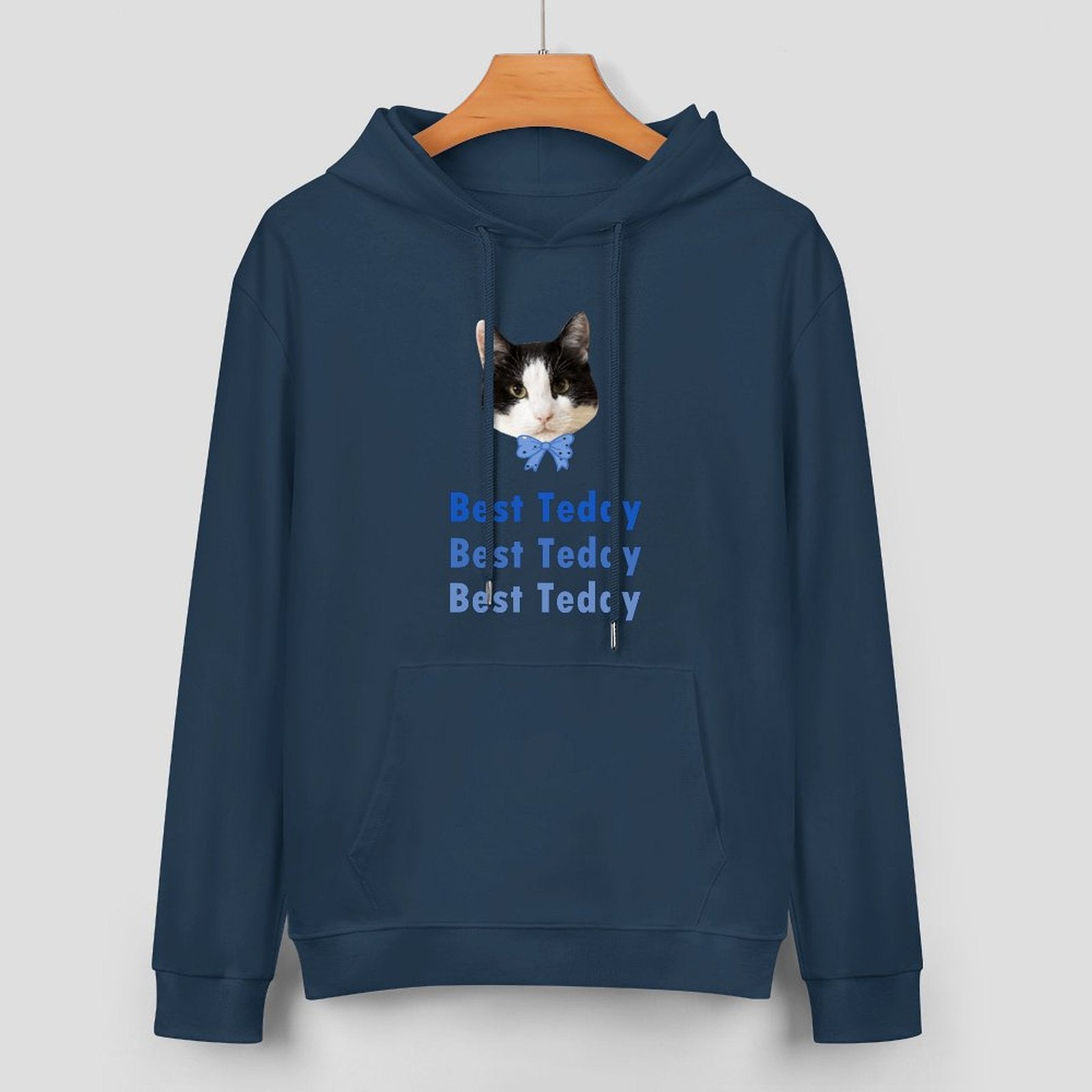 WEPRINTMEHoodieCustom Pet Face and Name Bow Tie Unisex Cotton Hoodie