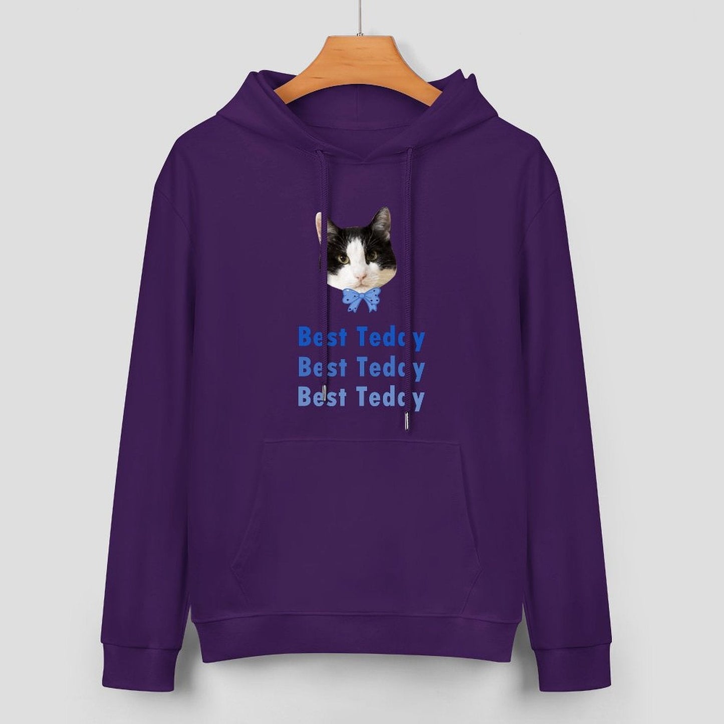 WEPRINTMEHoodieCustom Pet Face and Name Bow Tie Unisex Cotton Hoodie