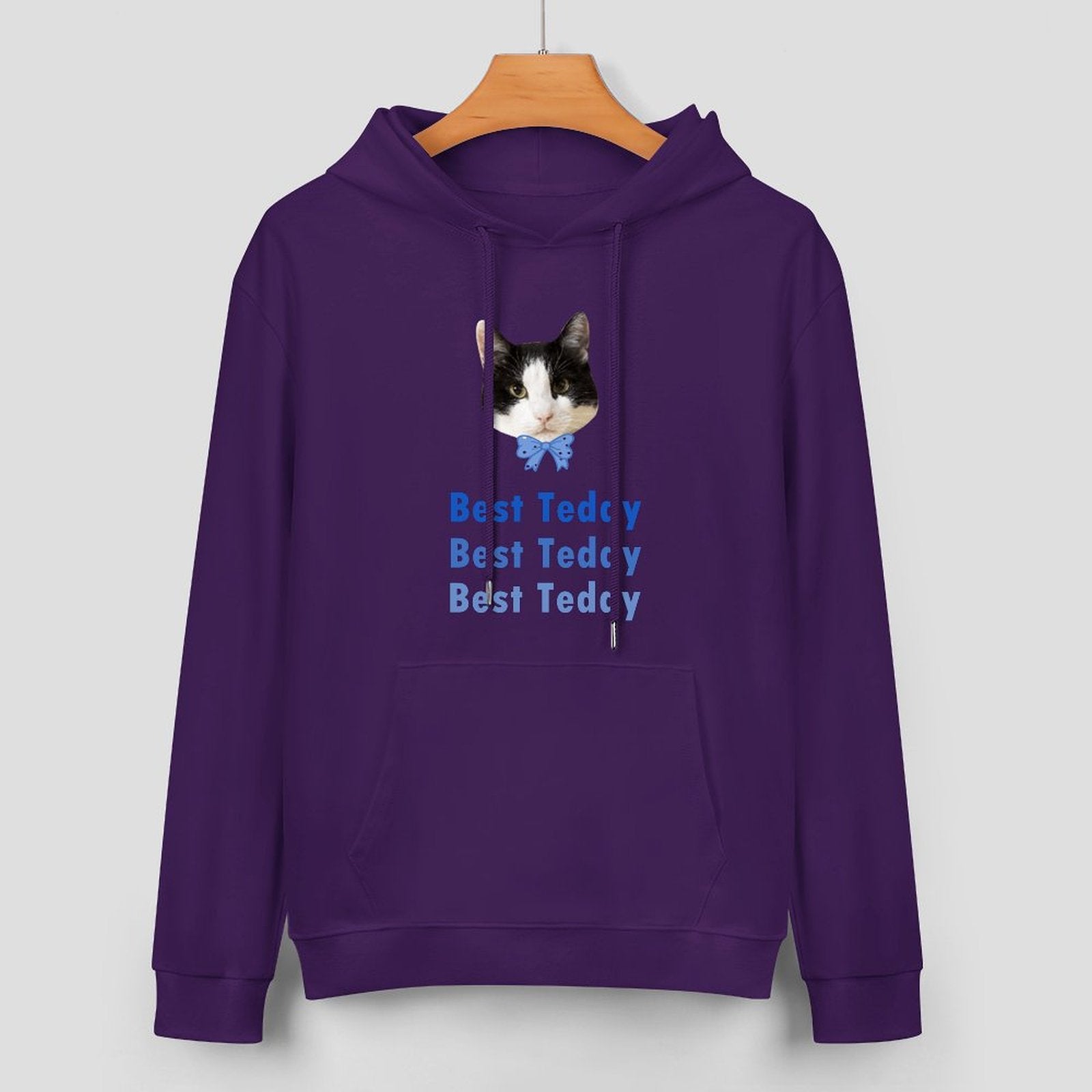 WEPRINTMEHoodieCustom Pet Face and Name Bow Tie Unisex Cotton Hoodie