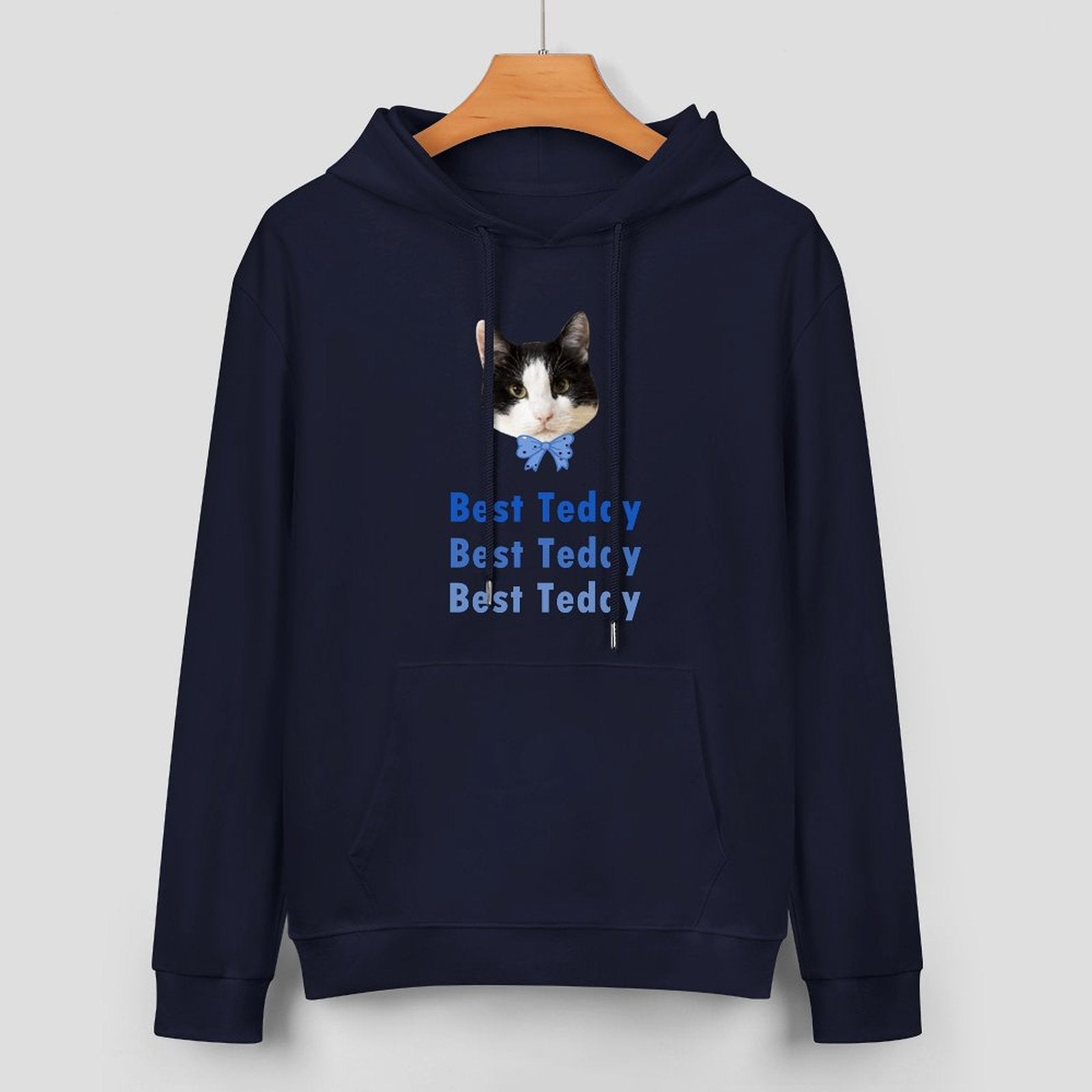 WEPRINTMEHoodieCustom Pet Face and Name Bow Tie Unisex Cotton Hoodie