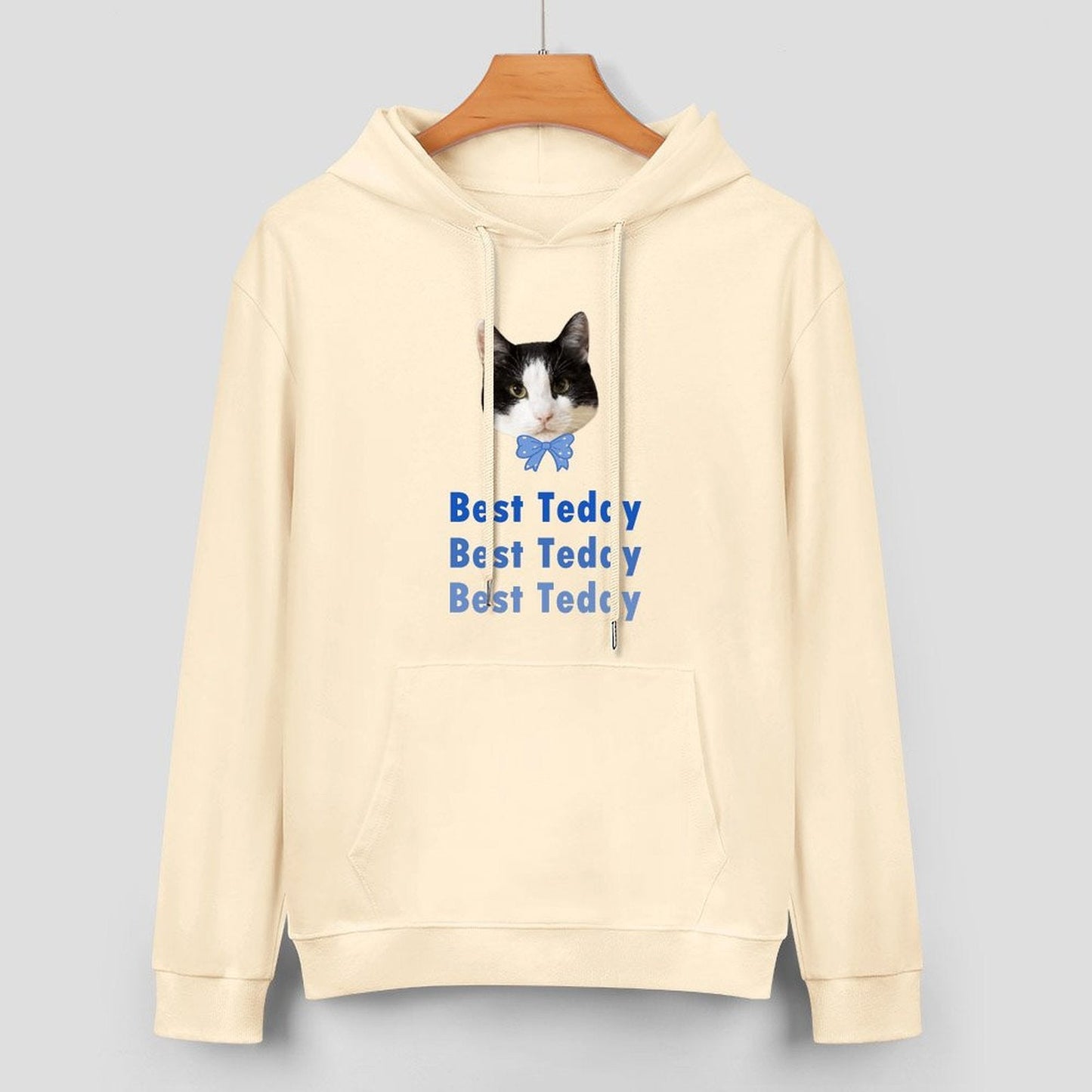 WEPRINTMEHoodieCustom Pet Face and Name Bow Tie Unisex Cotton Hoodie