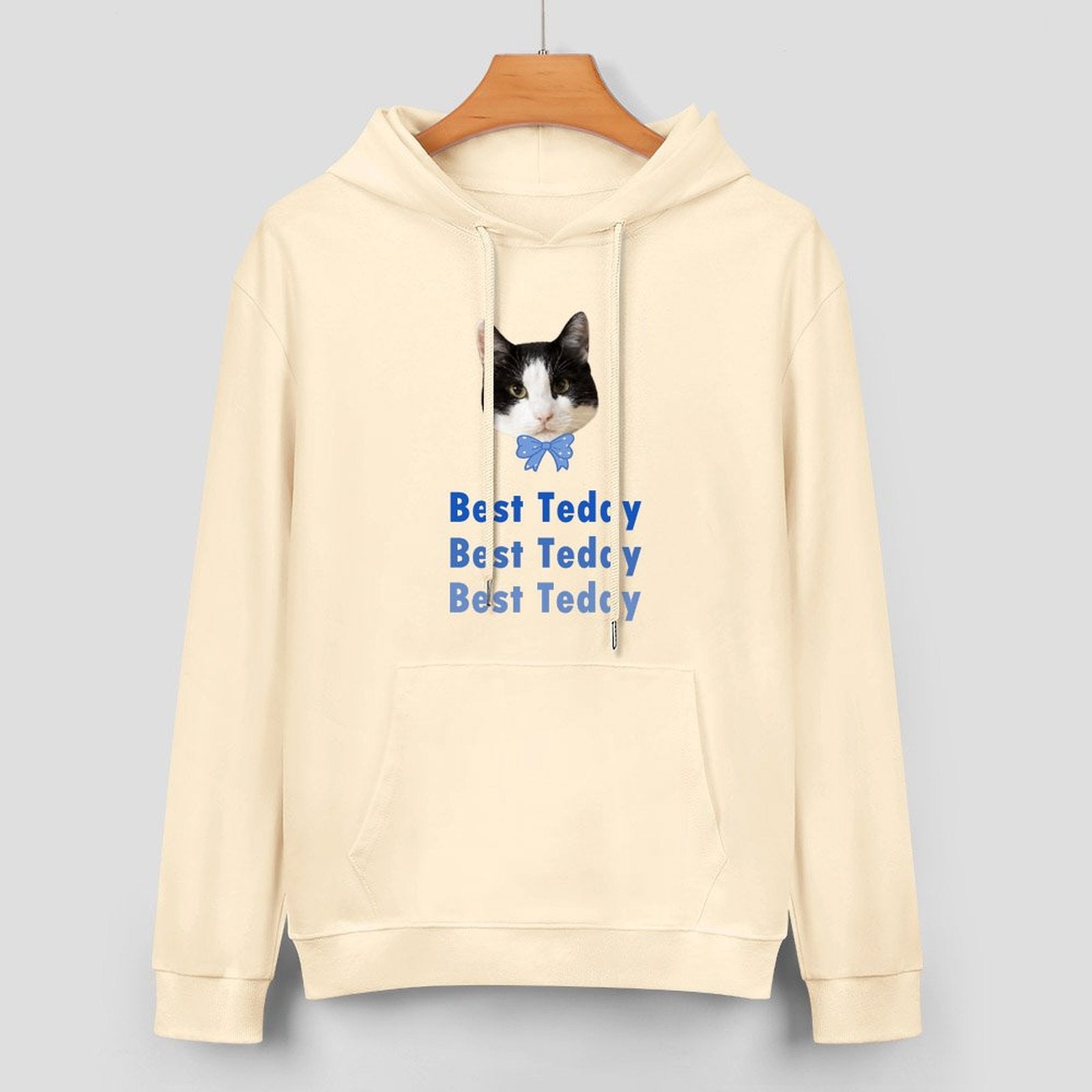 WEPRINTMEHoodieCustom Pet Face and Name Bow Tie Unisex Cotton Hoodie