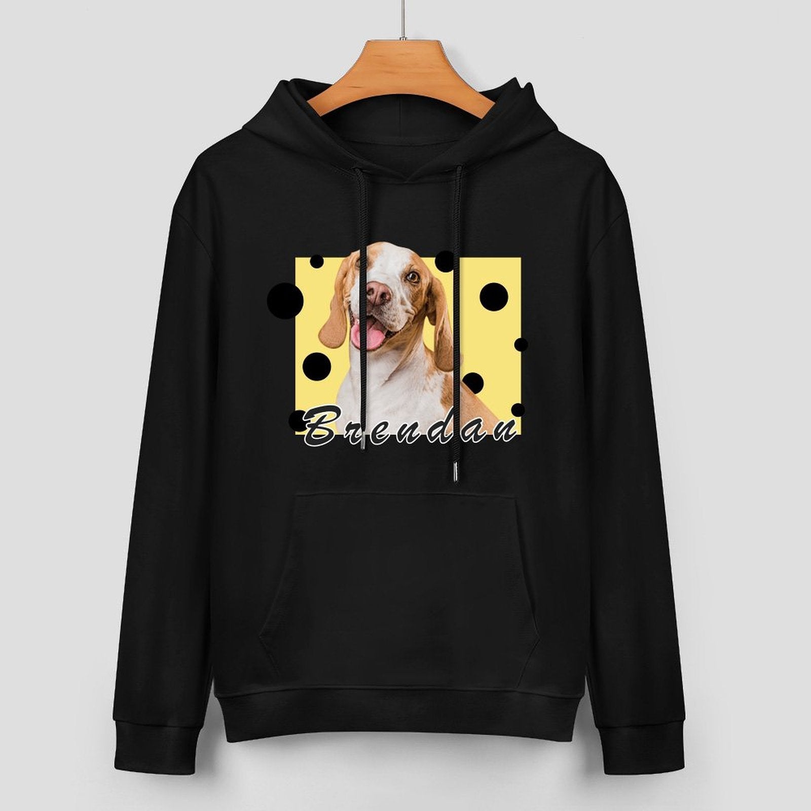 WEPRINTMEHoodieCustom Pet Face and Name cheese Unisex Cotton Hoodie