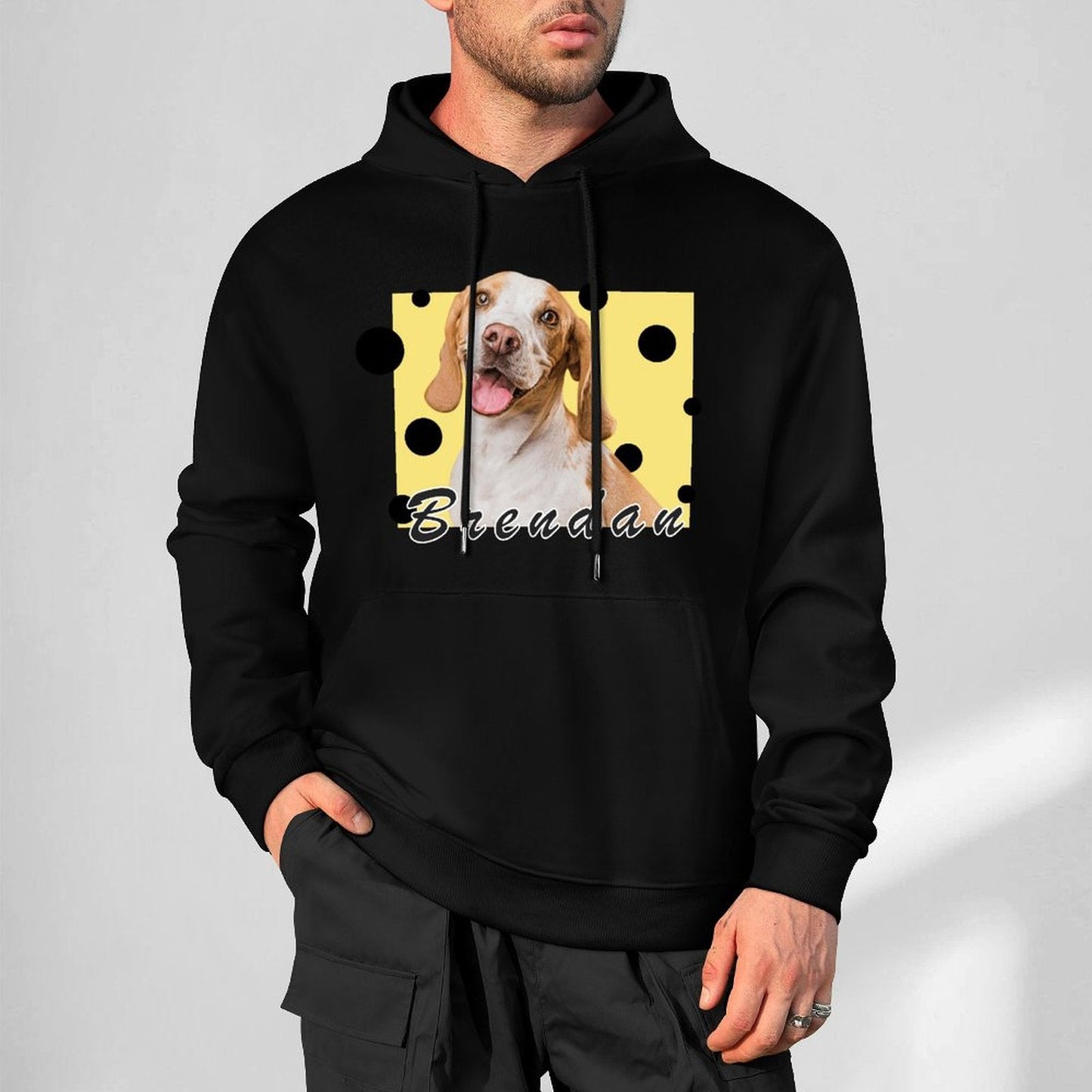 WEPRINTMEHoodieCustom Pet Face and Name cheese Unisex Cotton Hoodie