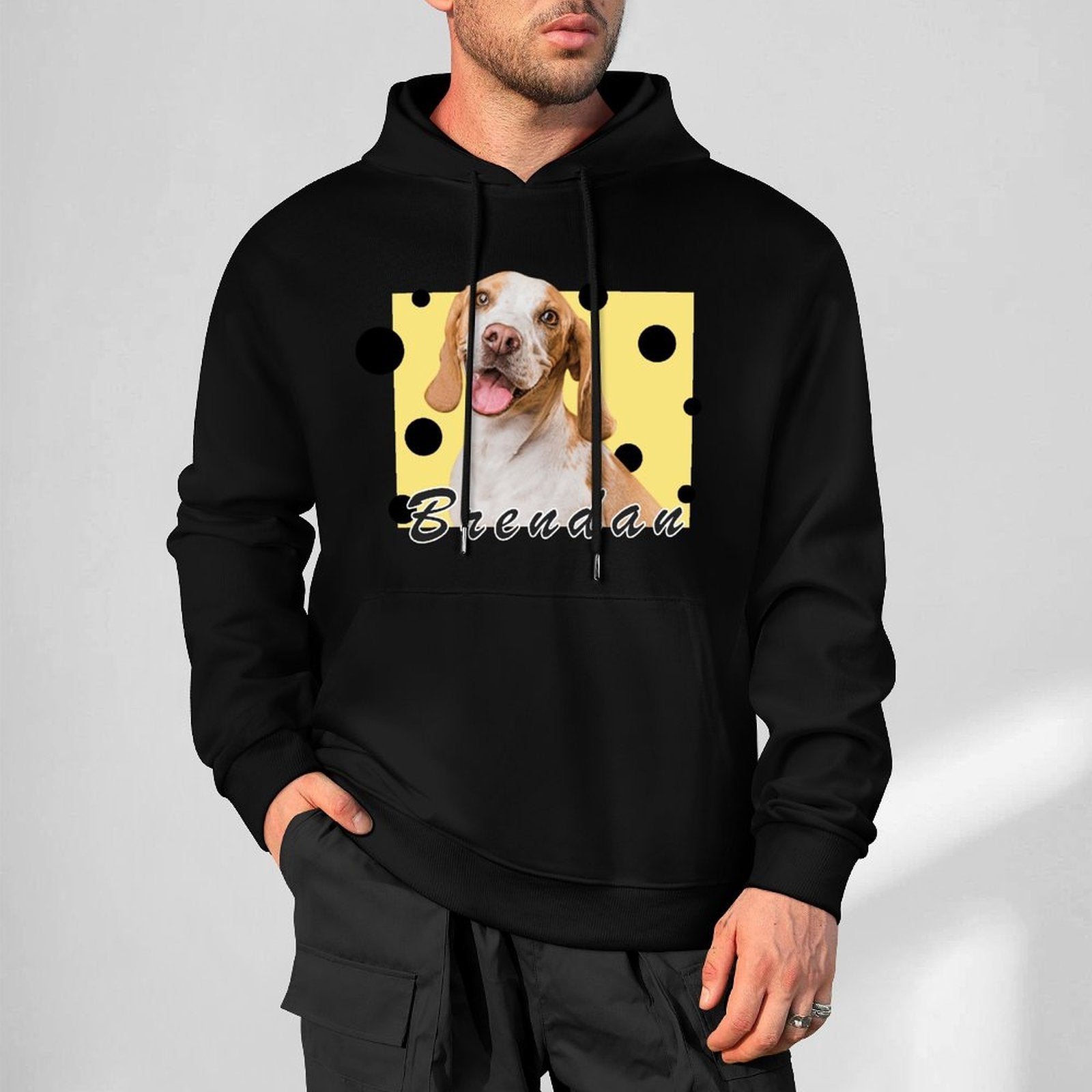 WEPRINTMEHoodieCustom Pet Face and Name cheese Unisex Cotton Hoodie