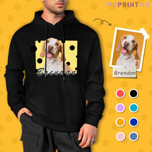 WePrintMeHoodieCustom Pet Face and Name cheese Unisex Cotton Hoodie