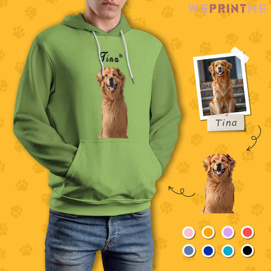 WePrintMeHoodieCustom Pet Face and Name Comic Pet Unisex Hoodie