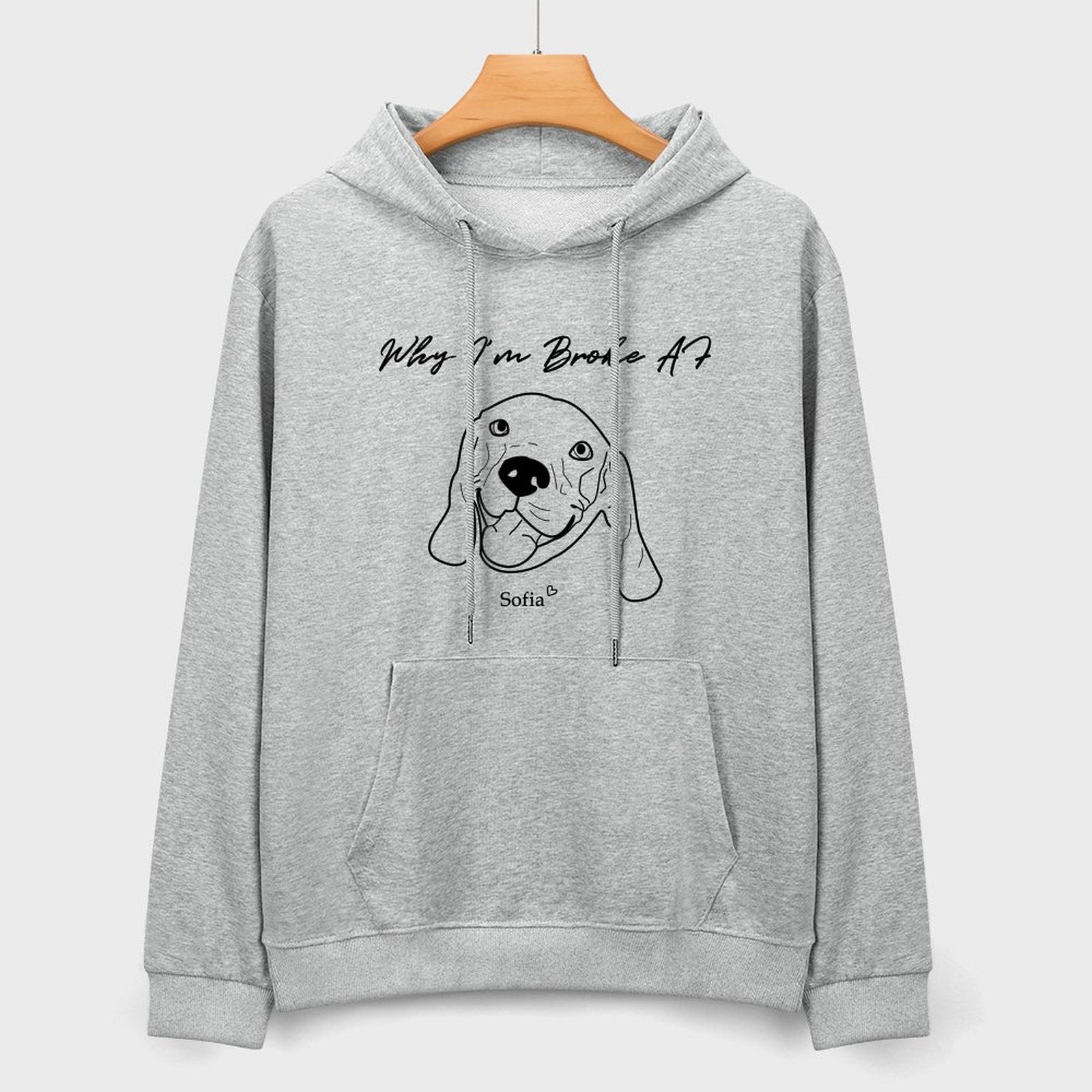 WEPRINTMEHoodieCustom Pet Face and Name Handdraw Unisex Cotton Hoodie