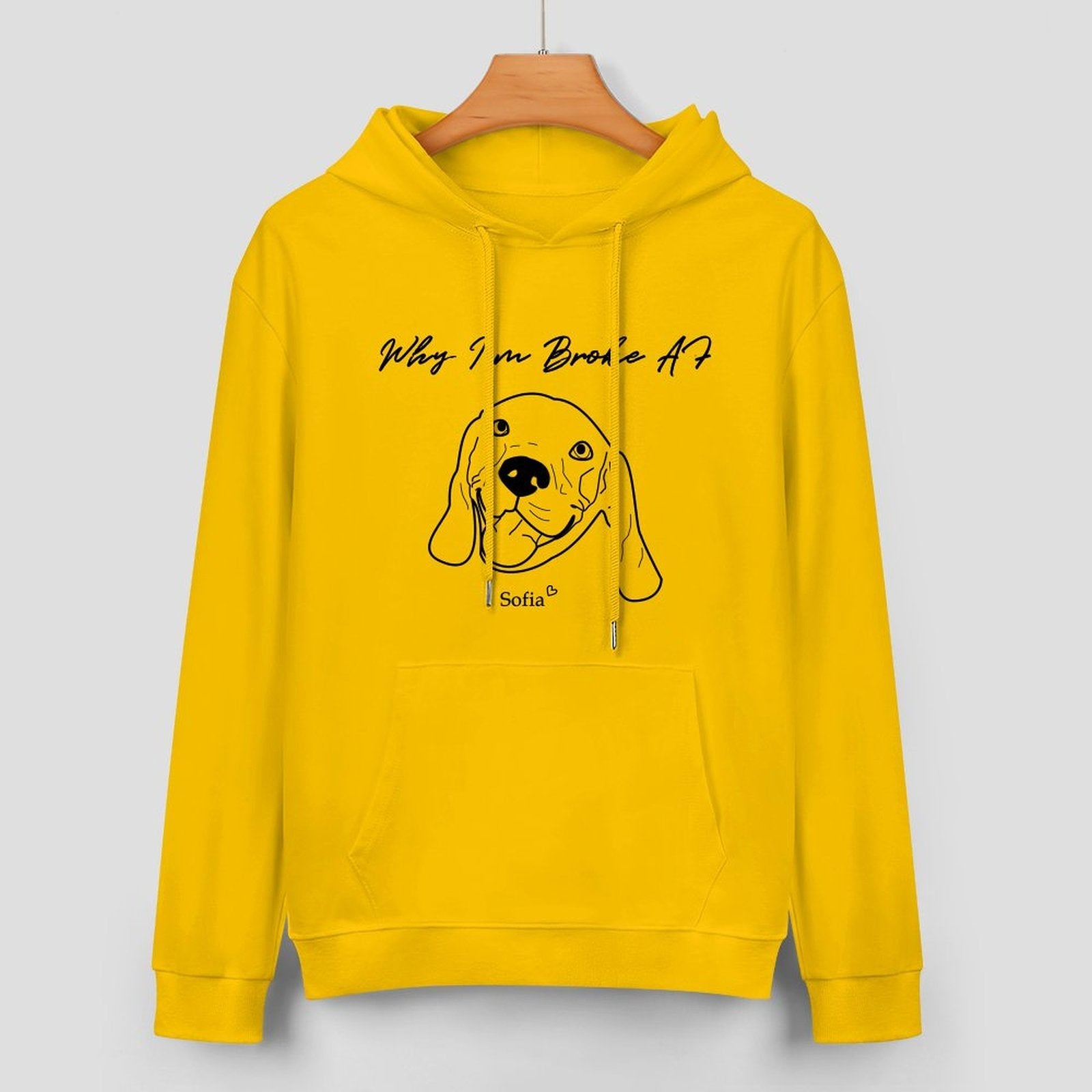 WEPRINTMEHoodieCustom Pet Face and Name Handdraw Unisex Cotton Hoodie