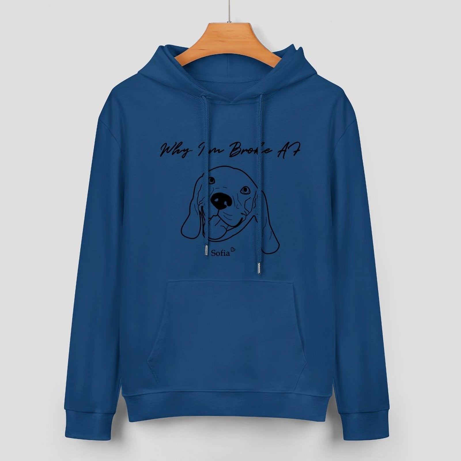 WEPRINTMEHoodieCustom Pet Face and Name Handdraw Unisex Cotton Hoodie