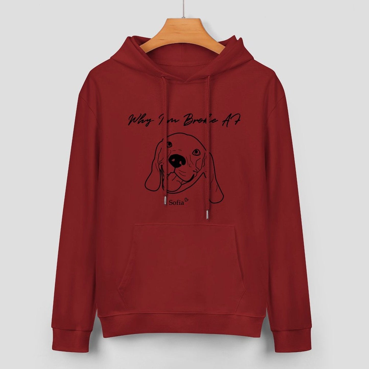 WEPRINTMEHoodieCustom Pet Face and Name Handdraw Unisex Cotton Hoodie