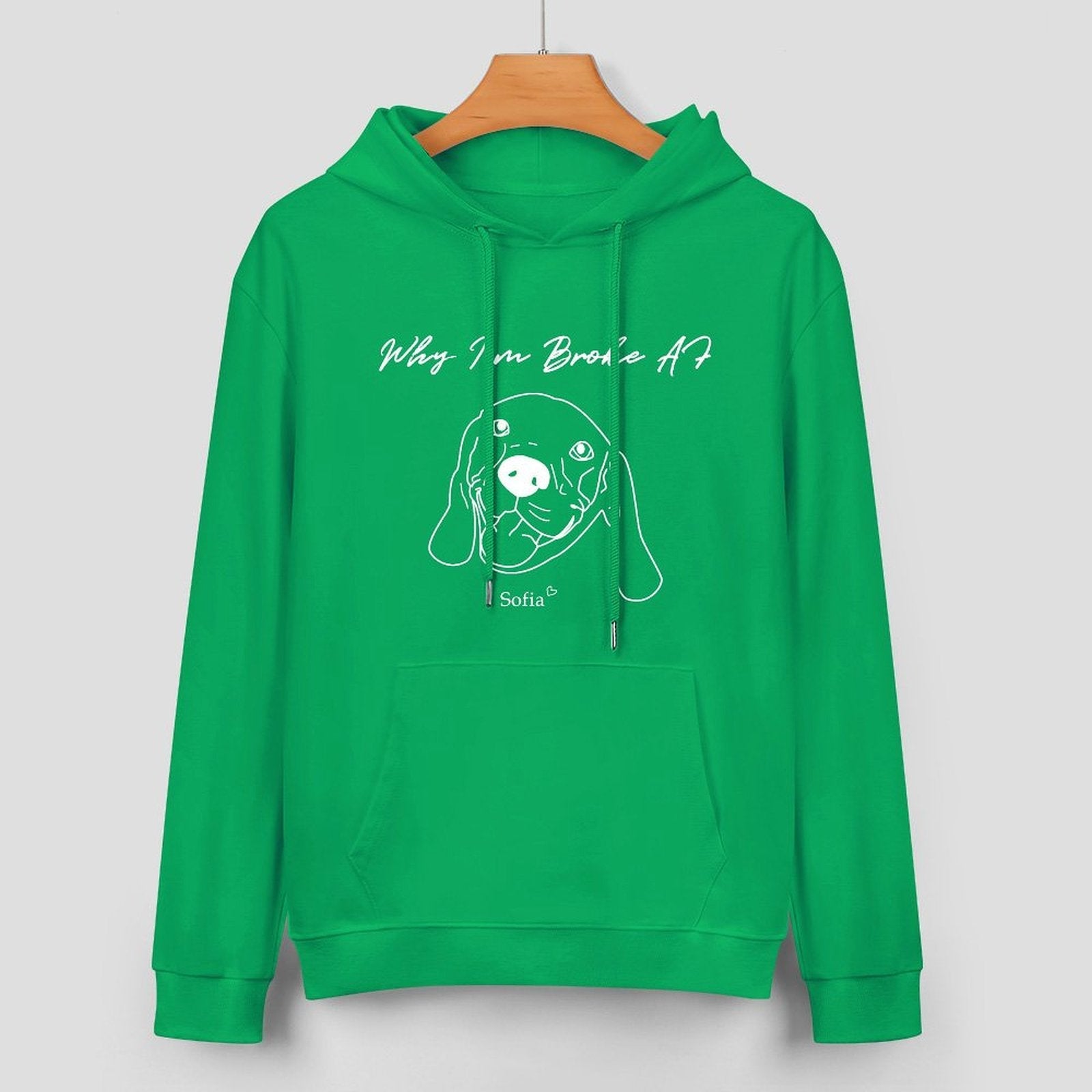 WEPRINTMEHoodieCustom Pet Face and Name Handdraw Unisex Cotton Hoodie