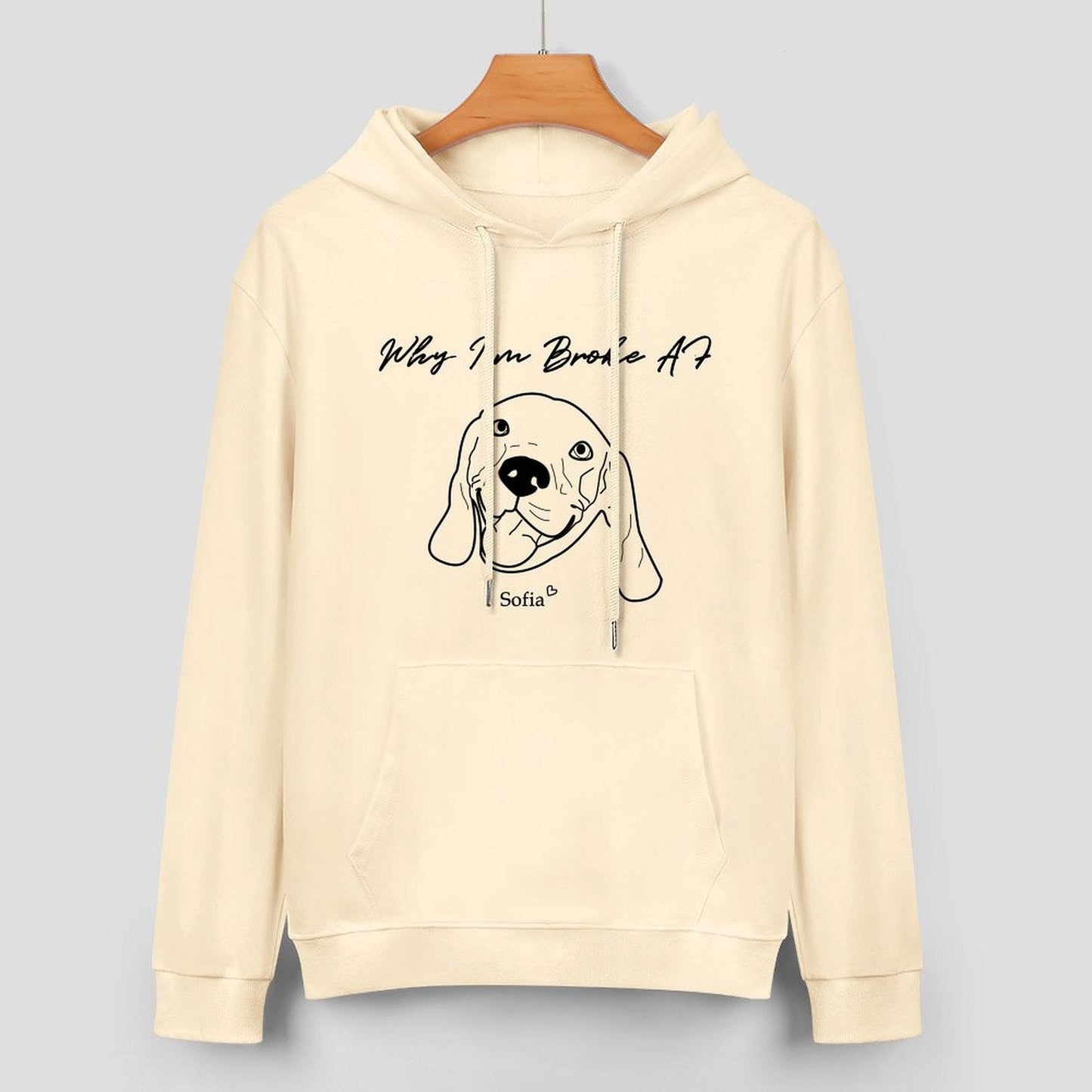 WEPRINTMEHoodieCustom Pet Face and Name Handdraw Unisex Cotton Hoodie