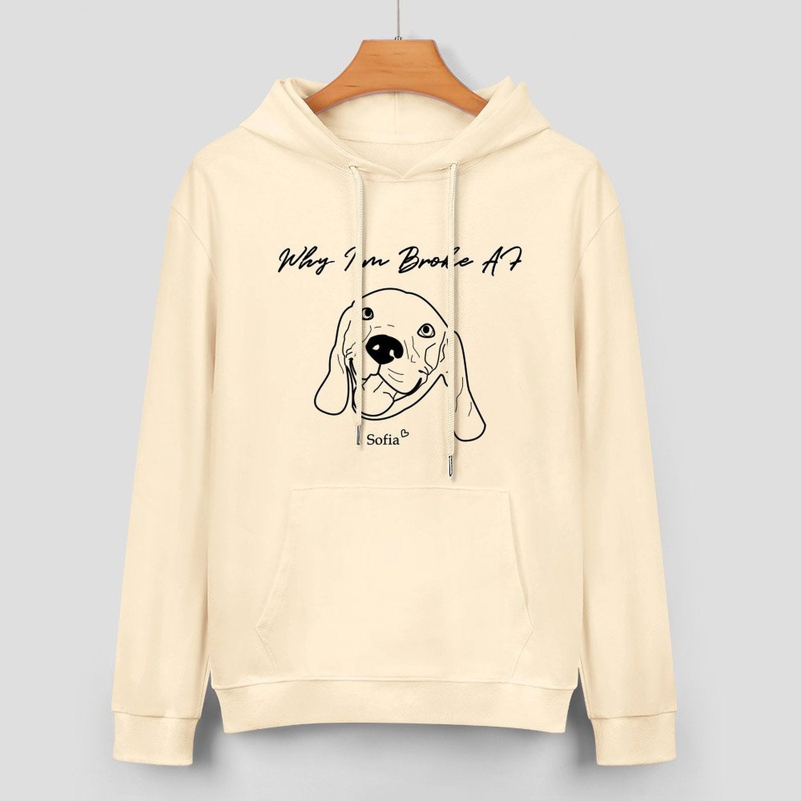 WEPRINTMEHoodieCustom Pet Face and Name Handdraw Unisex Cotton Hoodie