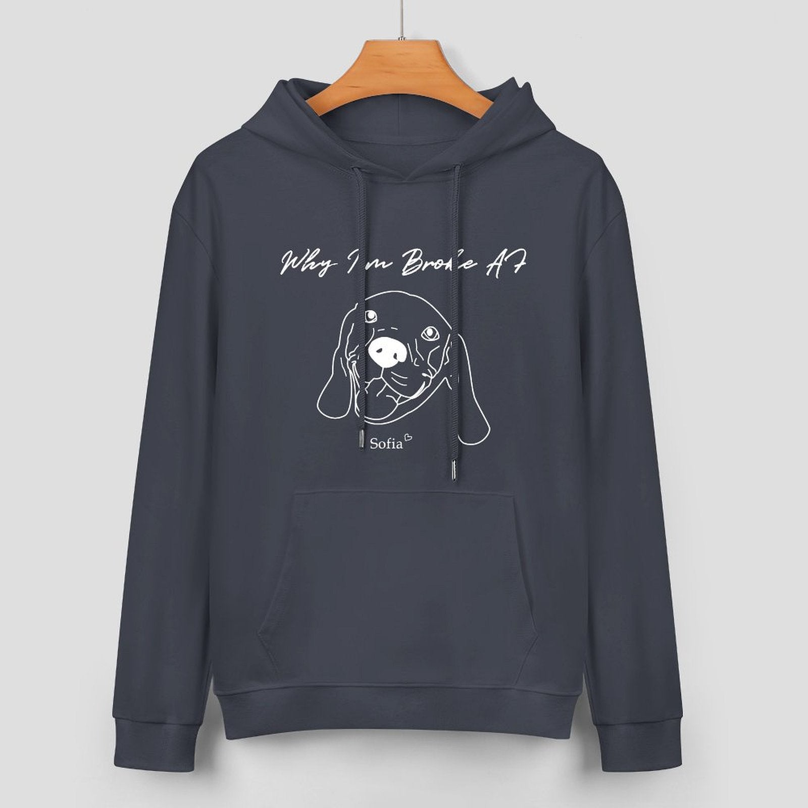WEPRINTMEHoodieCustom Pet Face and Name Handdraw Unisex Cotton Hoodie