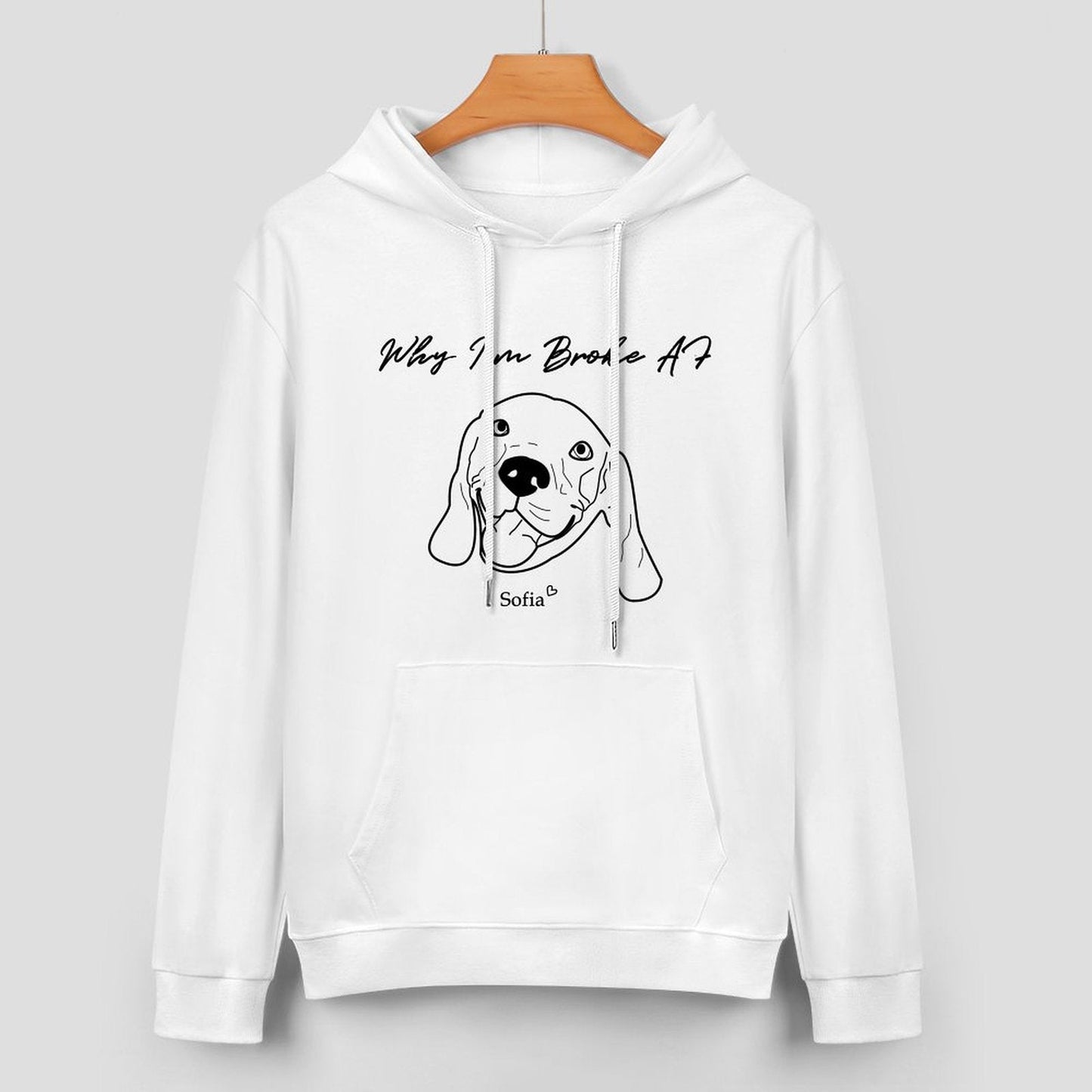 WEPRINTMEHoodieCustom Pet Face and Name Handdraw Unisex Cotton Hoodie