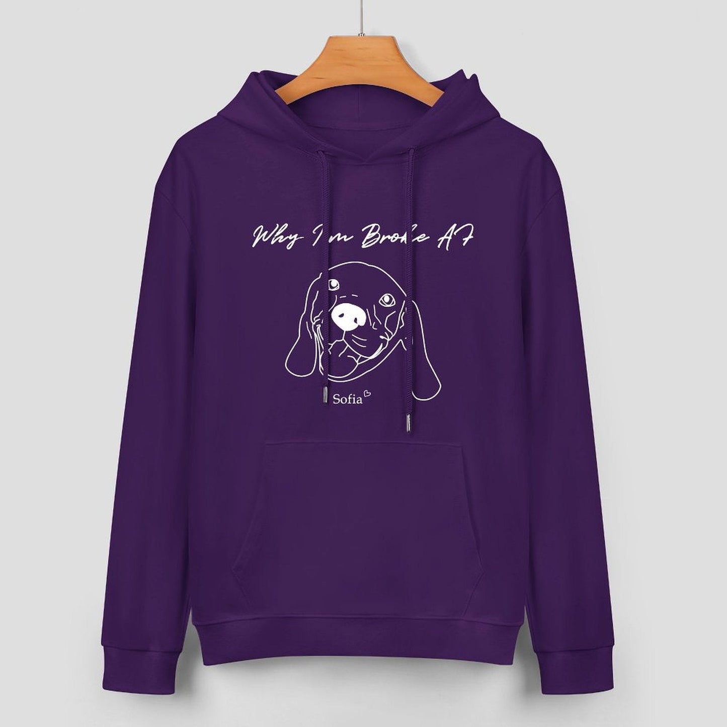 WEPRINTMEHoodieCustom Pet Face and Name Handdraw Unisex Cotton Hoodie