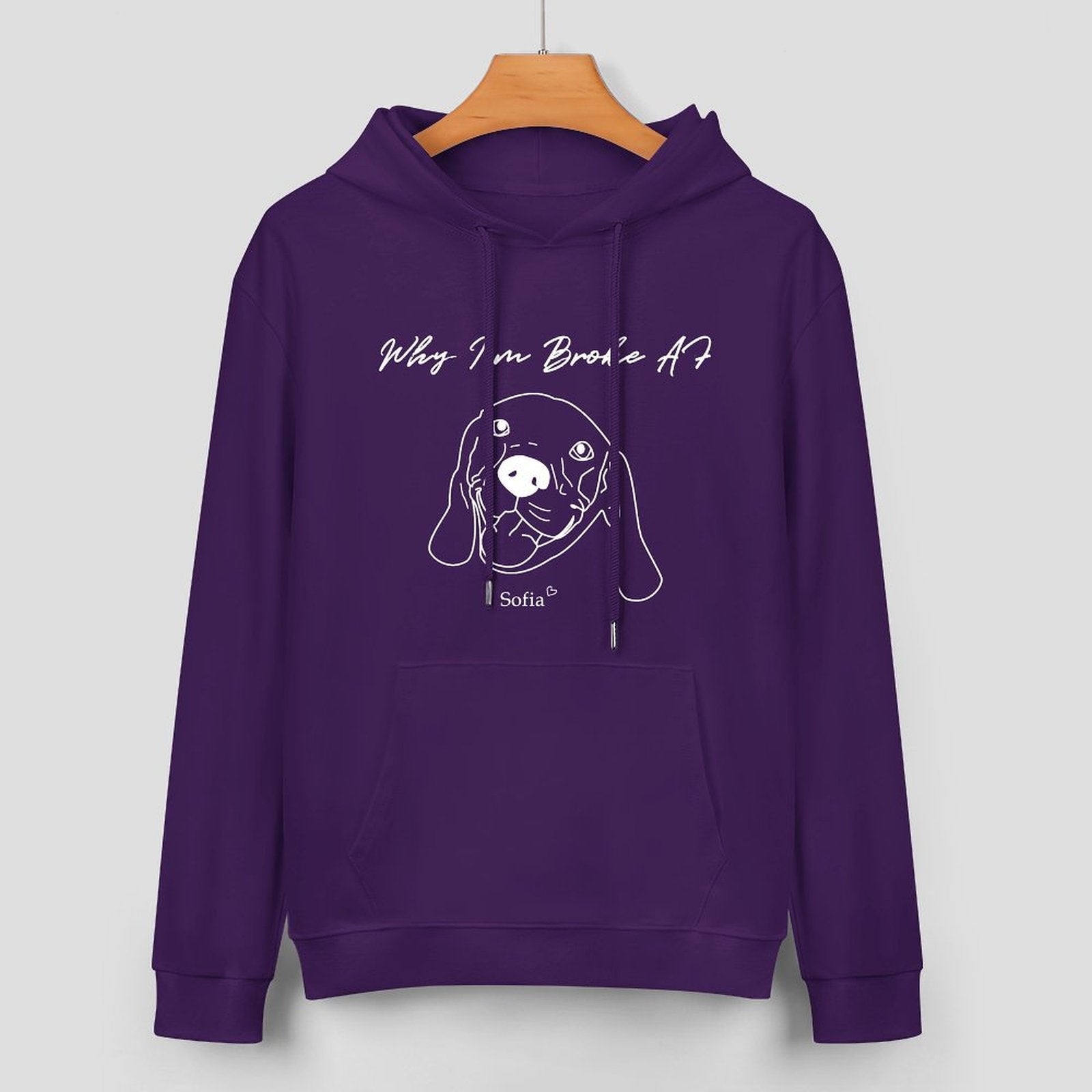 WEPRINTMEHoodieCustom Pet Face and Name Handdraw Unisex Cotton Hoodie