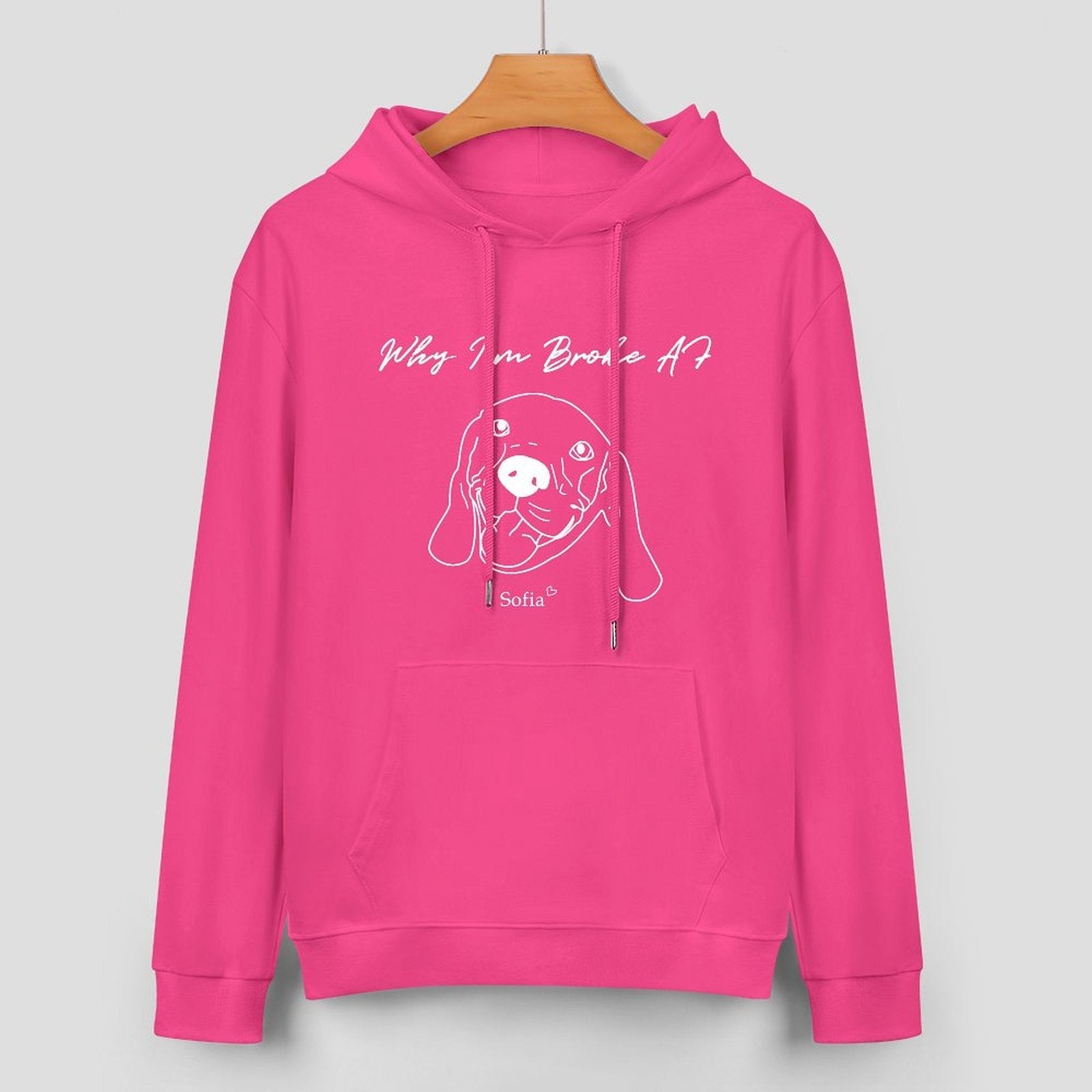 WEPRINTMEHoodieCustom Pet Face and Name Handdraw Unisex Cotton Hoodie