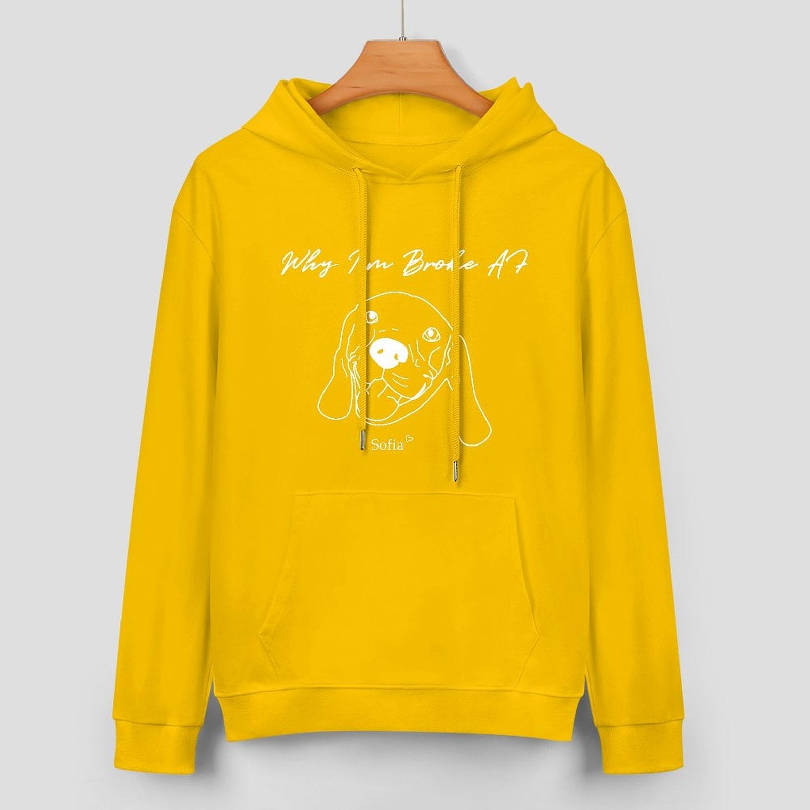 WEPRINTMEHoodieCustom Pet Face and Name Handdraw Unisex Cotton Hoodie