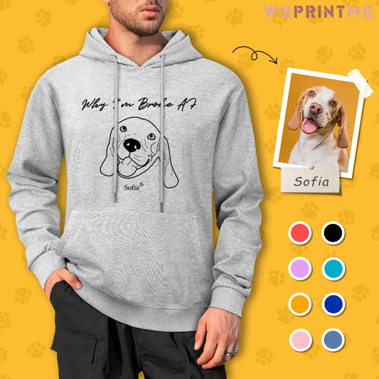 WePrintMeHoodieCustom Pet Face and Name Handdraw Unisex Cotton Hoodie