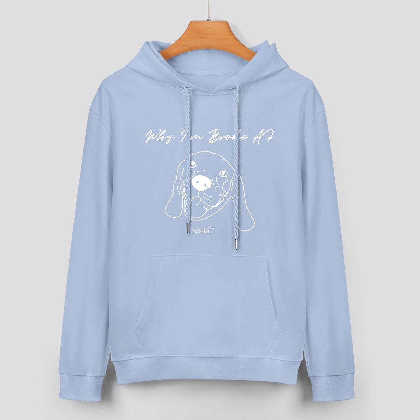 WEPRINTMEHoodieCustom Pet Face and Name Handdraw Unisex Cotton Hoodie