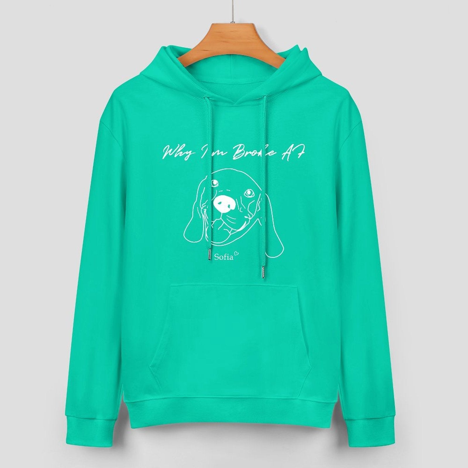 WEPRINTMEHoodieCustom Pet Face and Name Handdraw Unisex Cotton Hoodie