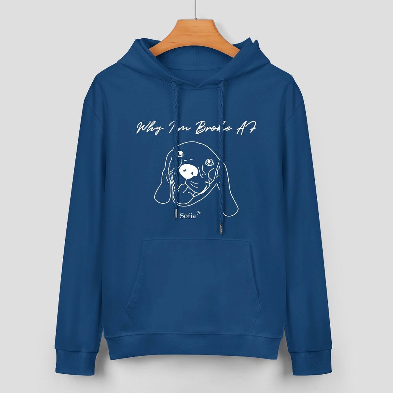 WEPRINTMEHoodieCustom Pet Face and Name Handdraw Unisex Cotton Hoodie