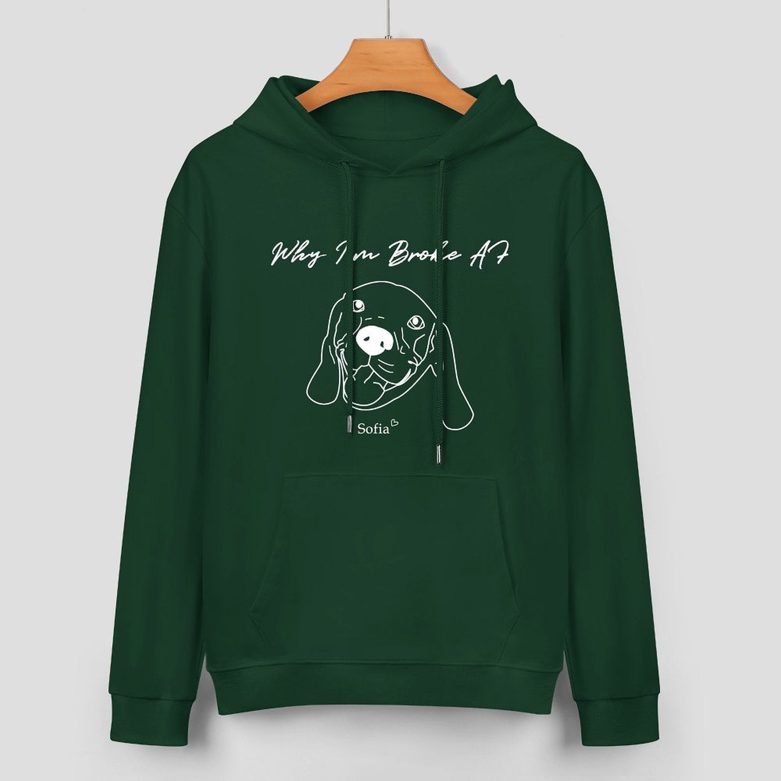 WEPRINTMEHoodieCustom Pet Face and Name Handdraw Unisex Cotton Hoodie