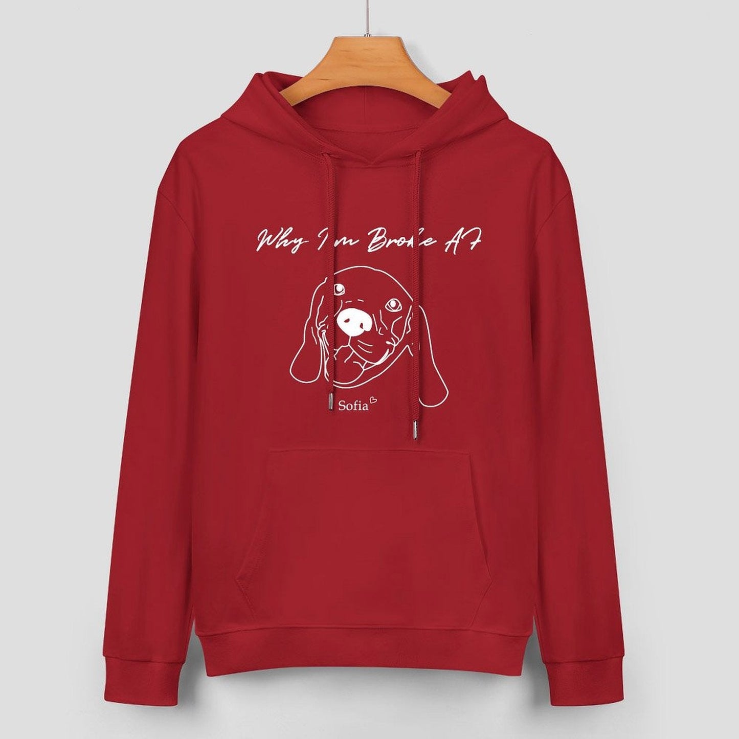 WEPRINTMEHoodieCustom Pet Face and Name Handdraw Unisex Cotton Hoodie