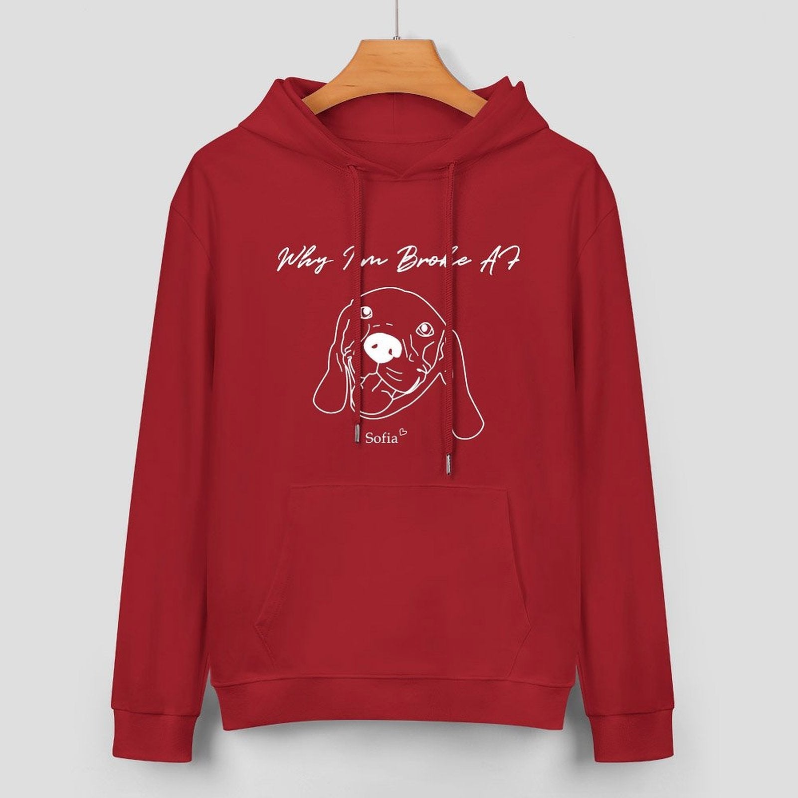WEPRINTMEHoodieCustom Pet Face and Name Handdraw Unisex Cotton Hoodie