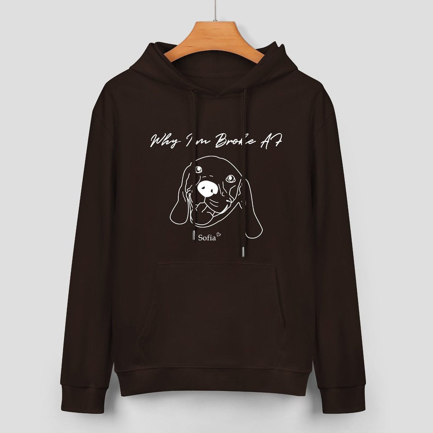 WEPRINTMEHoodieCustom Pet Face and Name Handdraw Unisex Cotton Hoodie
