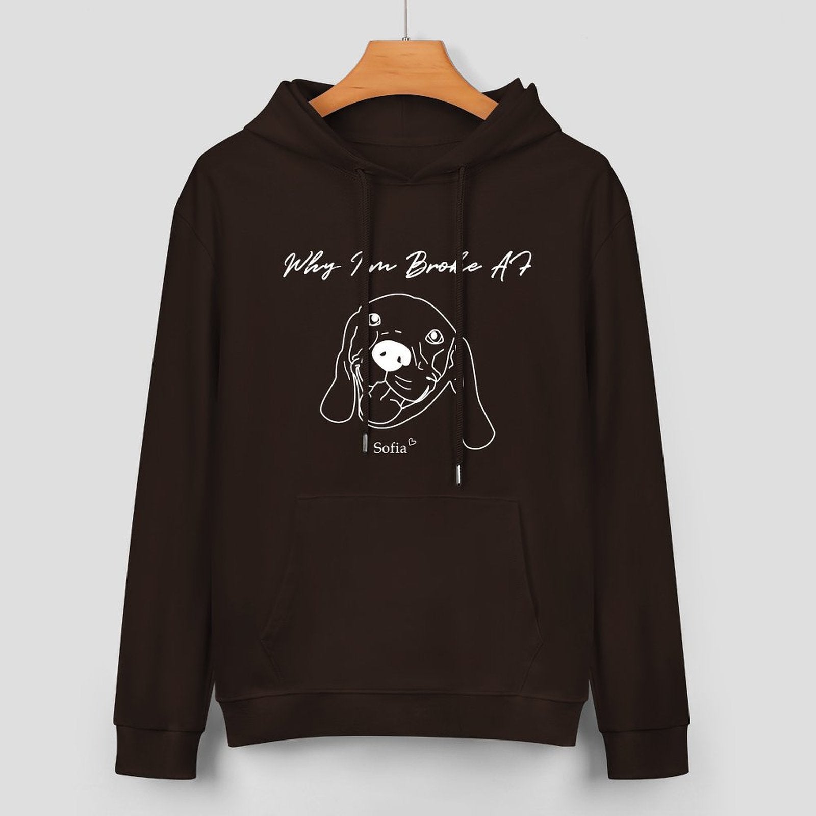 WEPRINTMEHoodieCustom Pet Face and Name Handdraw Unisex Cotton Hoodie