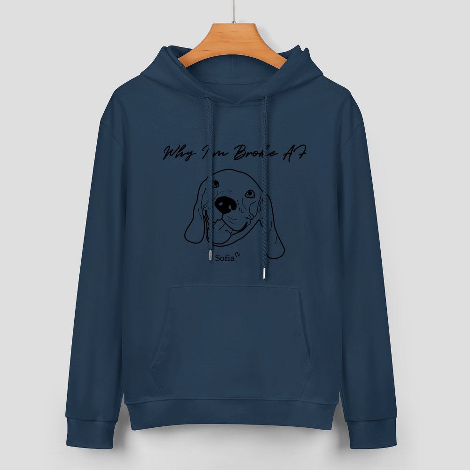 WEPRINTMEHoodieCustom Pet Face and Name Handdraw Unisex Cotton Hoodie