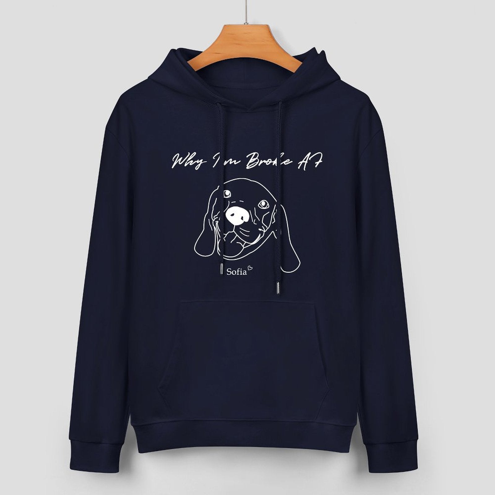 WEPRINTMEHoodieCustom Pet Face and Name Handdraw Unisex Cotton Hoodie