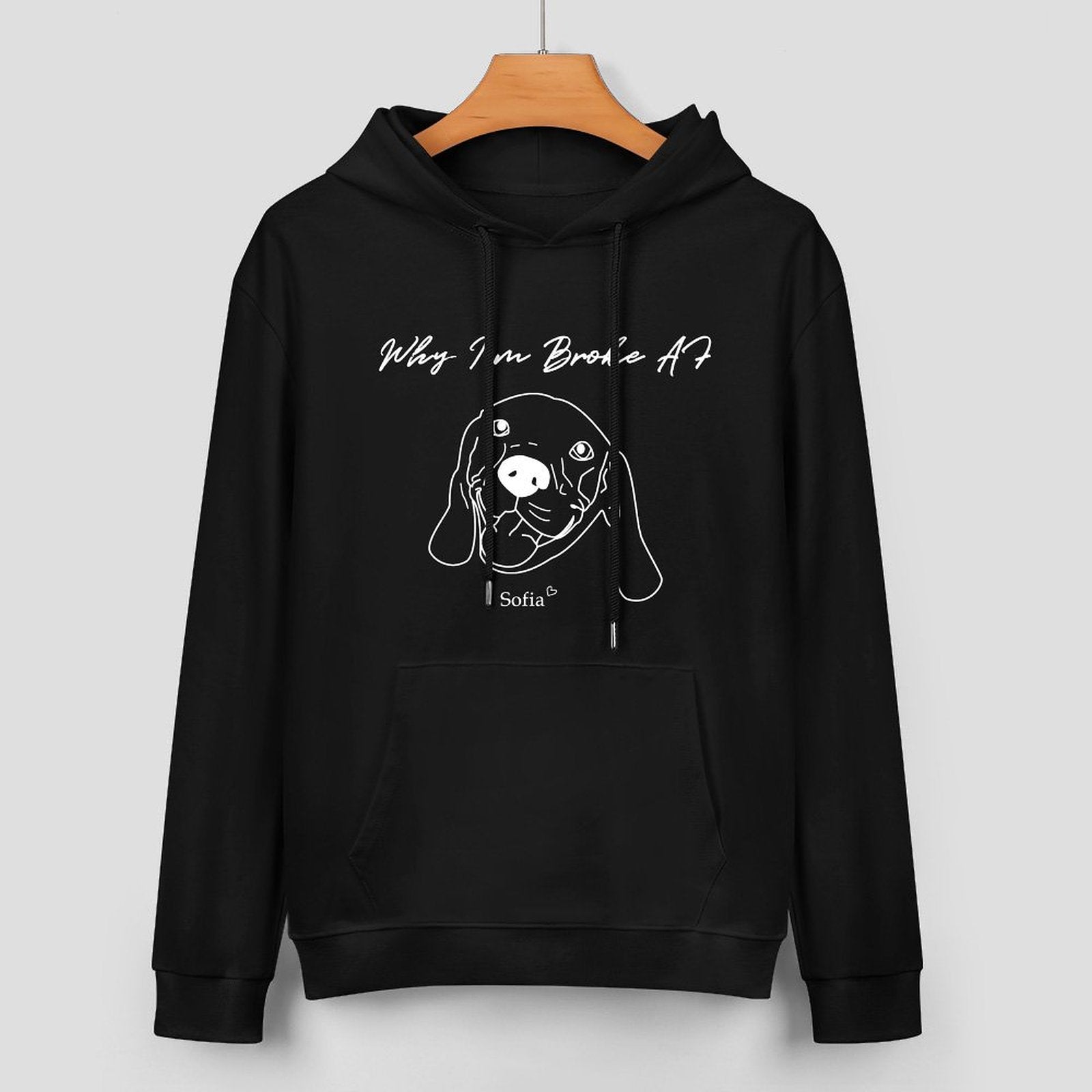 WEPRINTMEHoodieCustom Pet Face and Name Handdraw Unisex Cotton Hoodie