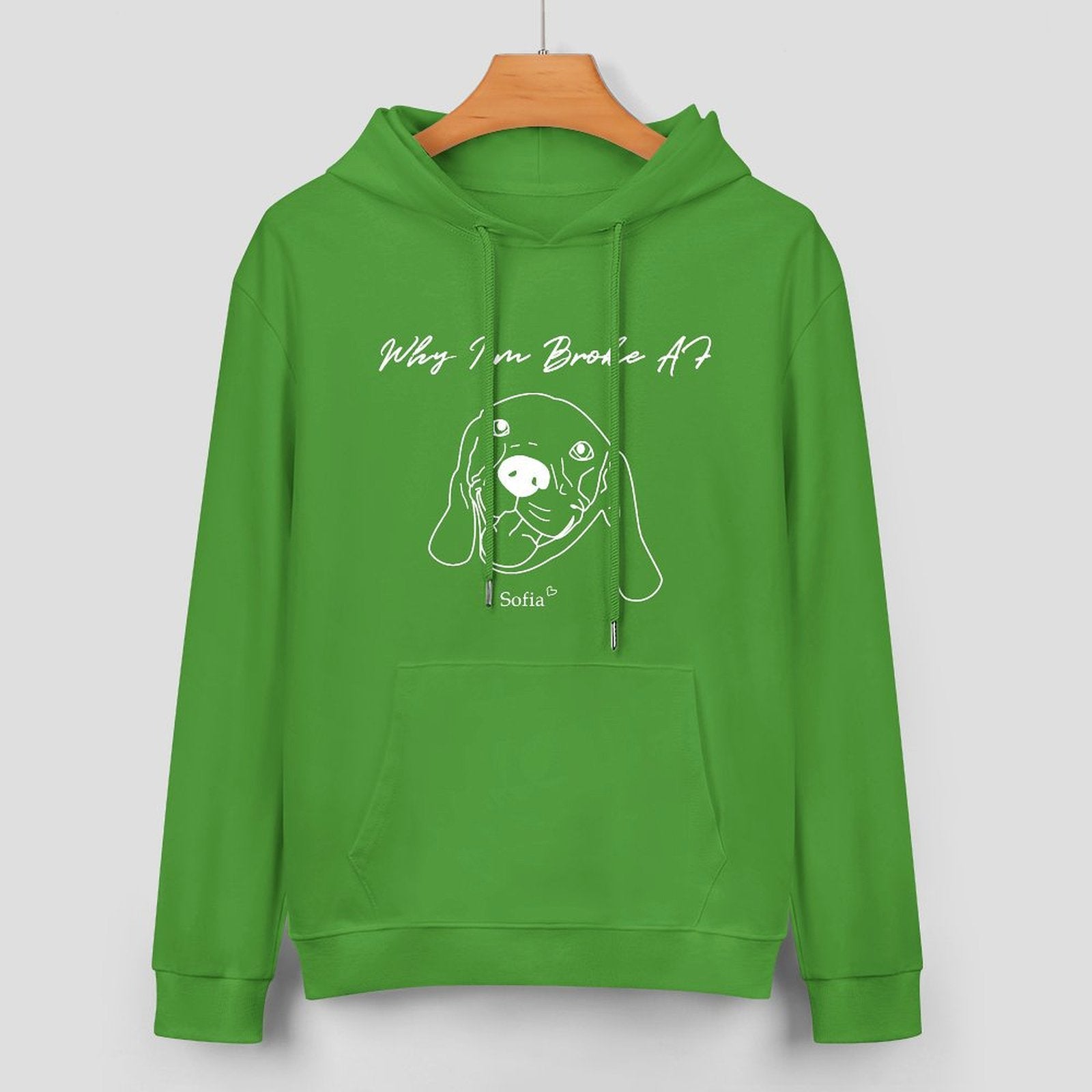 WEPRINTMEHoodieCustom Pet Face and Name Handdraw Unisex Cotton Hoodie