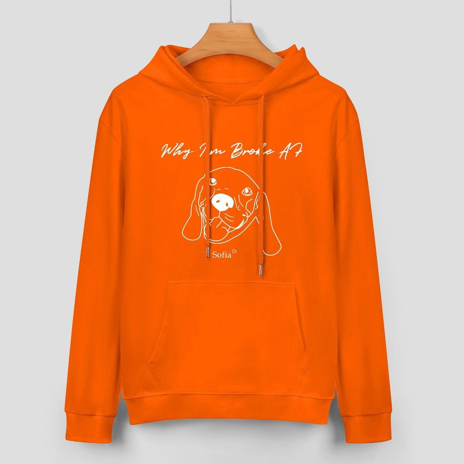WEPRINTMEHoodieCustom Pet Face and Name Handdraw Unisex Cotton Hoodie