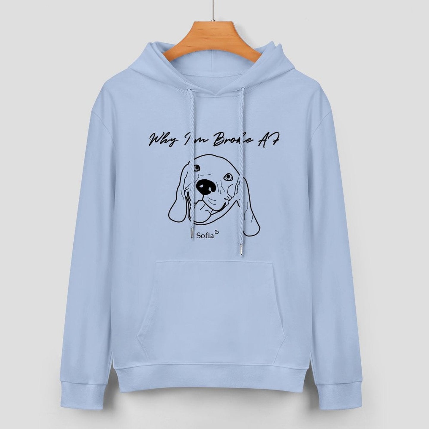 WEPRINTMEHoodieCustom Pet Face and Name Handdraw Unisex Cotton Hoodie