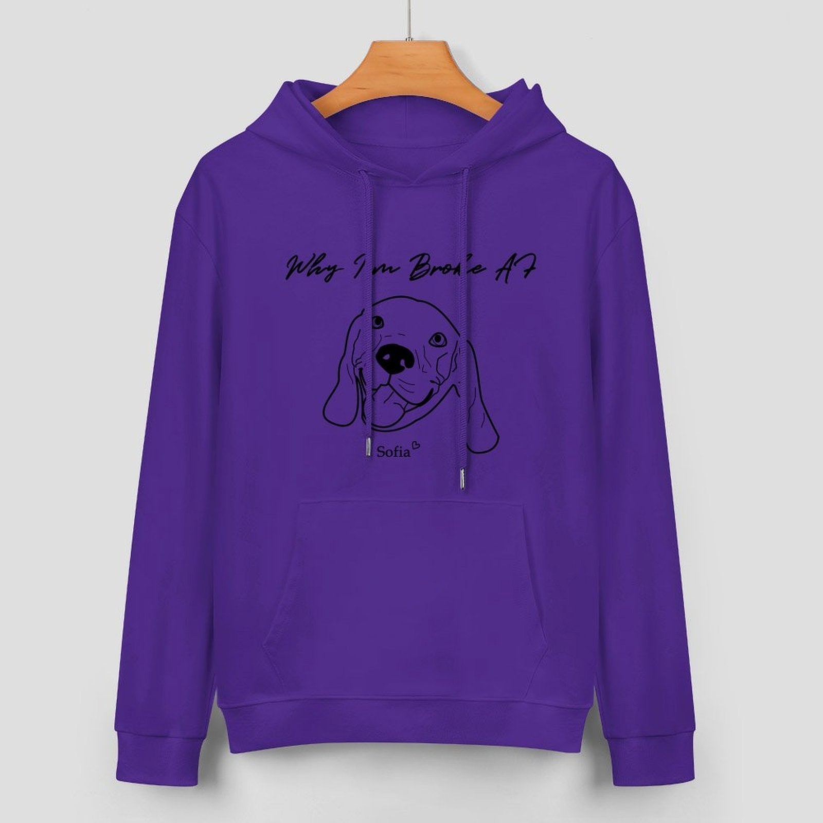 WEPRINTMEHoodieCustom Pet Face and Name Handdraw Unisex Cotton Hoodie