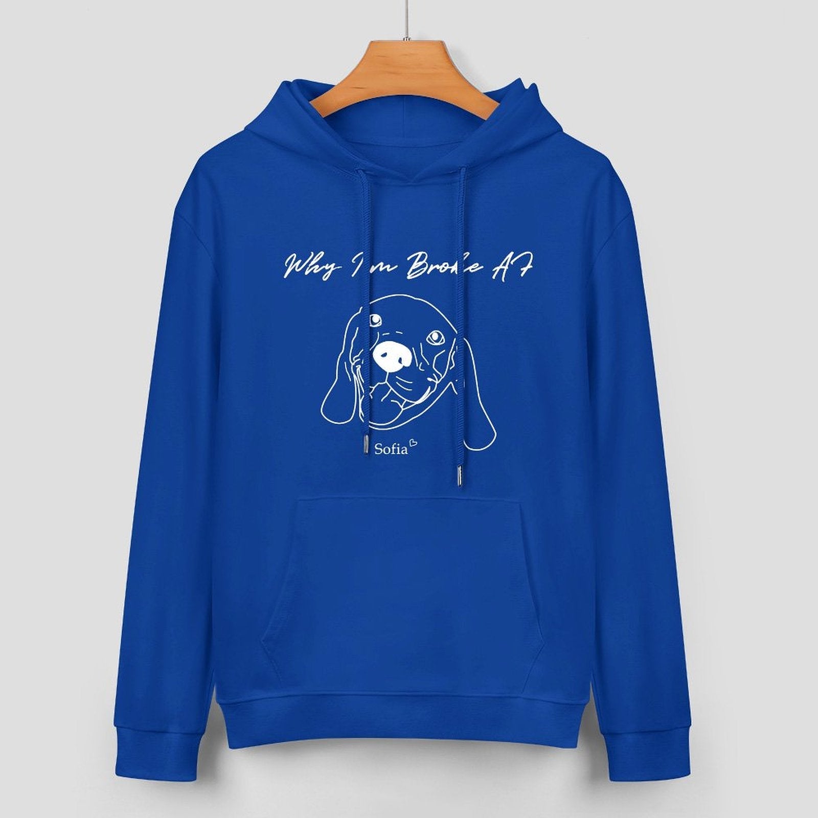 WEPRINTMEHoodieCustom Pet Face and Name Handdraw Unisex Cotton Hoodie